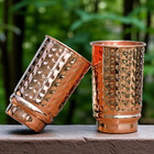 Pure Copper Hammered Drinking Cups - Ayurvedic Health Tumblers     2 Pcs  Set -lac