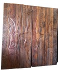 Vintage Barn Door Brown Tribal Hand-carved Wooden Wall Panel Sliding Door 80x36