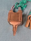 Antique Brass Indian Square Trick Lock Puzzle W  6 Keys   Instructions 