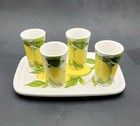 Ceramic Limoncello Lemon Shot Glasses Set Of 4 W  Tray Made In Italy Read