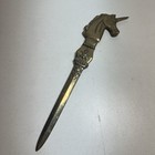 Vintage Brass Unicorn Head Letter Opener Equestrian Desk Accessory  8 75 