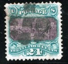 Us 120 Used Vf 1869 24c Green   Violet G Grill  Small Crease  Psag Cert Zayix