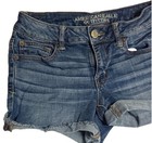 American Eagle Super Stretch Denim Shorts Women   s Size 4 Blue Cuffed Casual