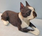Vintage Large 16x9 Sandicast Boston Terrier Dog  1988 Signed Sandra Brue 