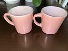 Pink Milk Glass  Vintage Coffee Cups  Unbranded  Set Of Two  