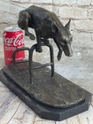 Jumping Race Dog Bronze Sculpture Art Deco Hot Cast Marble Base Figurine Figure
