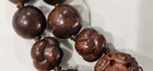 Vintage Chinese Carved Wood Bead Hand Knotted Gold Clasp Necklace 24 