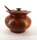 Large Wood Serving Bowl Soup Tureen W  Lid And Spoon Philippines 8 5  Vtg