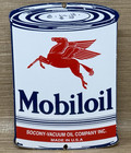 Vintage Mobil Motor Oil Can Porcelain Sign Gas Station Mobiloil Peggy Socony