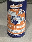 Vintage Western Auto Wizard Paint Thinner Empty Tin Can Advertising Cone Top