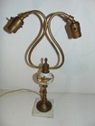 Vintage Double Arm Table Lamp Marble Base  working Light 