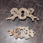 2 Ornate Vintage Victorian Solid Brass Keyhole Escutcheons
