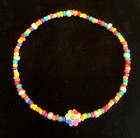 Yellow Smiley Face Flower Colorful Boho Stretch Ankle Bracelet Seed Beads 9 
