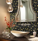 Blujellyfish Black Backsplash Tiles Kitchen Bathroom Walls Black And Gold Penny