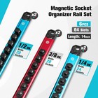 Duratech 6pcs Magnetic Socket Organizers Set 1 4  3 8  1 2  Aluminum Rail Holder