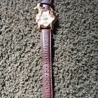 Lorus Disney Gold Goofy Face Watch Brown Leather Strap Quartz V821-5130 New Batt
