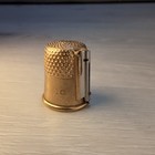 Vintage M t  Pat d Size 10 Thimble With Needle Threader   Cutter Brass Antique