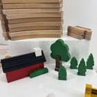Vintage Brio Wooden Railway Train Set 120 Piece Lot Sweden Track People Animals