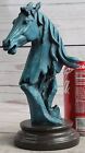 Detailed Art Horse Head Bust Bronze Sculpture Marble Base Statue Figurine Gift