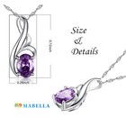 Real 925 Sterling Silver Oval Simulated Amethyst Pendant Necklace Gifts For Her