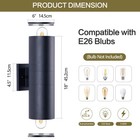 2 Pack 18  Outdoor Wall Sconce Ip65 Waterproof Up Down Light Black Exterior Lamp