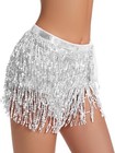 Rave Sequin Wrap Skirt Belly Dance Hip Scarf Tassel Skirt Sparkly Fringe Skirts