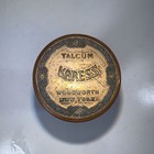 Art Deco 1920   s Karess Talcum Enameled Top Metal Container Wiodworth  New York