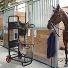 Horse Saddle Storage Rack W wheel Basket 2 Layer Horse Saddle Stand Dolly