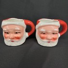 Vintage 1950s Napco Christmas Open Eye Santa Mug Set With Schultz Bros Sticker