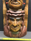 Carved Solid Wood Native American Indian Chiefs Bear Totem Sculpture Statue 16 h