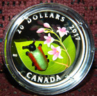 2017 Canada  20 Little Creatures  Murano Glass Dogbane Beetle Silver Coin  W box