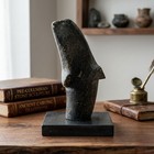 Inuit Art Stone Sculpture Hand Carved Abstract Marine Life Disc Number Arviat