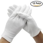 12 Pairs  24 Pcs  White Soft Cotton Work Gloves Jewelry Coin Silver Inspection