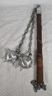 Vintage Medieval 14in Wood Handle And Double Spiked Ball   Chain - Heavy