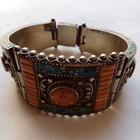 Ancient Rare Silver Victorian Bracelet Turquoise Stone Genuine Antique Artifact