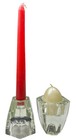 Reversible Candle Holders Heavy Clear Glass Wedding Shower House Gift Textured