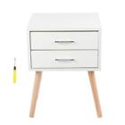 Nightstand Bedroom Bedside Table End Side Table With 2 Drawers Storage White