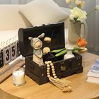 Rustic Wooden Treasure Chest With Lock - Vintage Decorative Box  12 2  Black