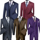 Charcoal Vinci Men Regular Fit Glen Plaid 2 Button 3 Piece Suit New