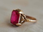 3ct Emerald Cut Lab Created Ruby Vintage Engagement Ring 14k Rose Gold Plated