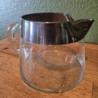 Vintage 1960 s Dorothy Thorpe Martini Pitcher Silver Rim 7  Cocktail Barware
