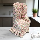 Vtg Miniature Dollhouse  Room Box Furniture 1 12 Floral Print High Back Chair 