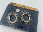 2 Pcs Heavy Silver Tone Pendant brooch Setting For 30x40mm Cab Jewelry Making F