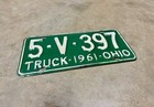 1961 Ohio Truck License Plate  5   v   397 