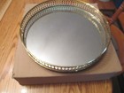 Round Mirror Vanity Tray - Decorative Organizer For Bathroom And Bedroom   Brass