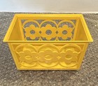 Vintage Mcm Harvest Yellow Daisy Flower Napkin Holder Basket 1960   s 70   s Htf