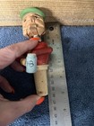 Anri  Carved Wooden Mechanical Cork Wine Bottle Stopper Topper Beer Drinker Vtg