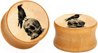 Wood Ear Gauge Plugs Ear Stretcher Expander 8mm-25mm Skull Double Flared Saddle 
