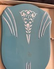 Vtg Mcm Vanity dresser Set blue Hand Mirror comb brush W box  read  