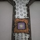 Vintage Mexican Milagros Cross  Black Exvotos Wood Cross Mexican Folk Art